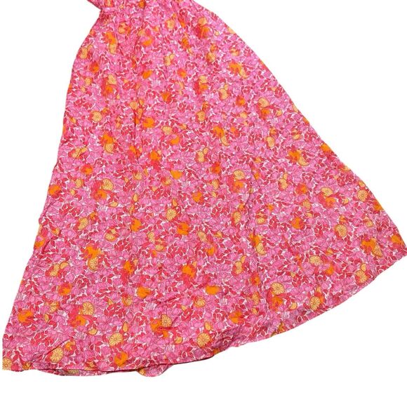 J Crew Dress WMNS M Pink Floral Plunge Cover up Limone Lightweight Open Back NEW - Picture 10 of 11